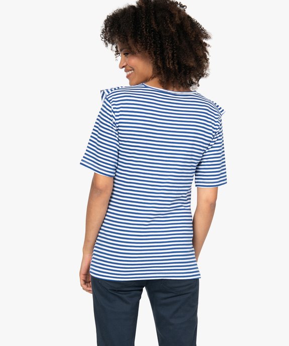 Tee-shirt de grossesse rayé à volants vue3 - GEMO (MATER) - GEMO