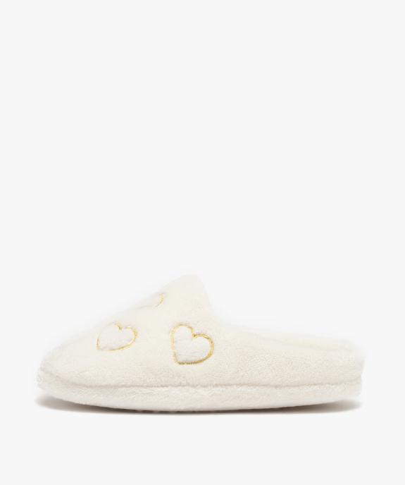Chaussons fille mules en dessus peluche brodées coeur vue3 - GEMO (ENFANT) - GEMO