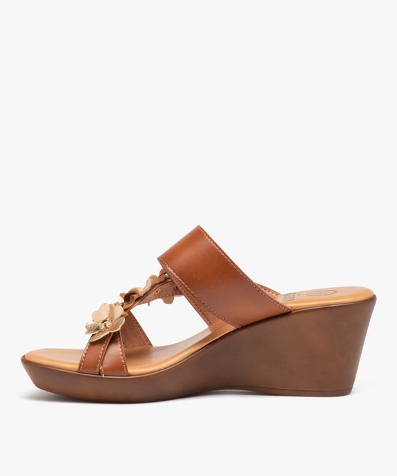 Mules femme compensées avec bride à fleurs vue3 - GEMO(URBAIN) - GEMO