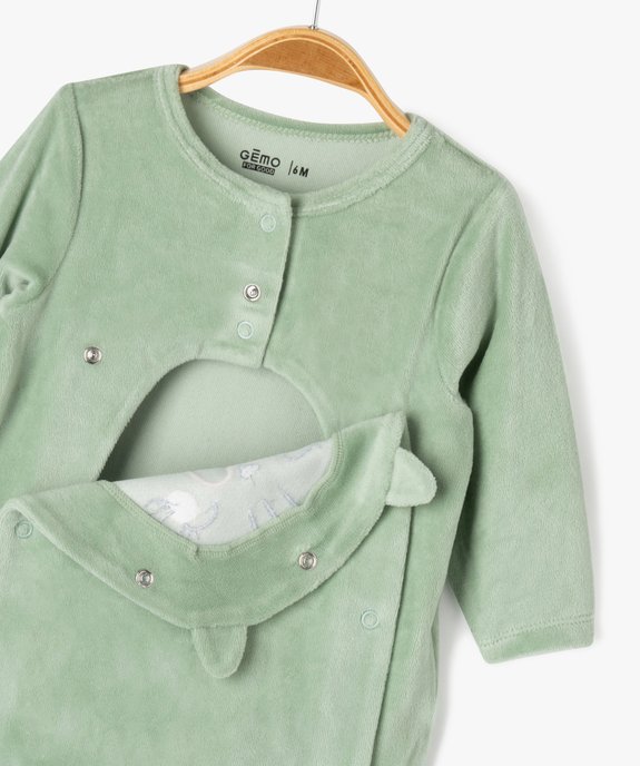 Pyjama en velours ouverture devant à motif chat bébé fille vue4 - GEMO 4G BEBE - GEMO