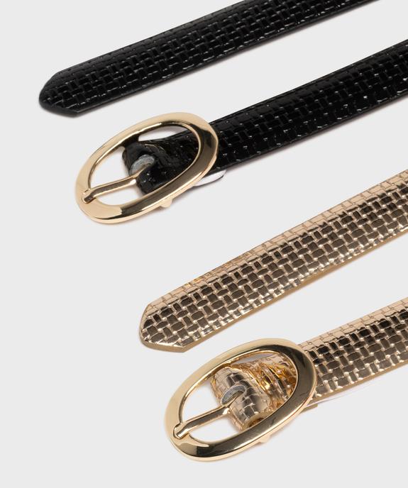 Ceinture fine texturée à boucle ovale dorée femme (lot de 2) vue2 - GEMO (ACCESS) - GEMO