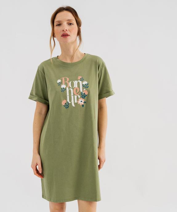 Chemise de nuit à manches courtes avec inscription femme vue2 - GEMO 4G FEMME - GEMO