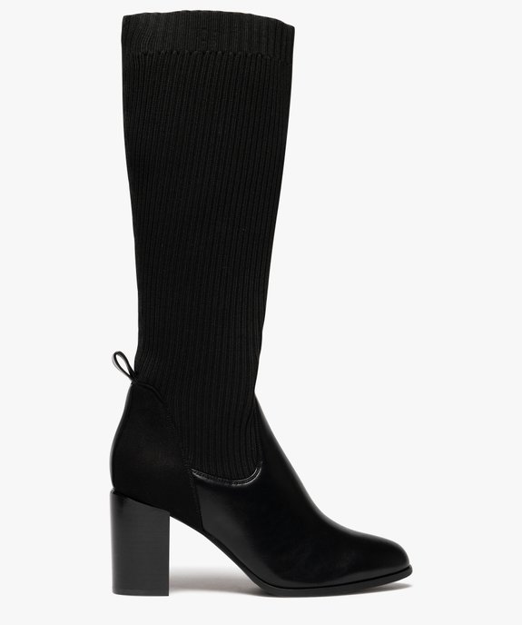 Bottes femme à talon tige chaussette en maille côtelée vue1 - VALENTINA BALDA - GEMO