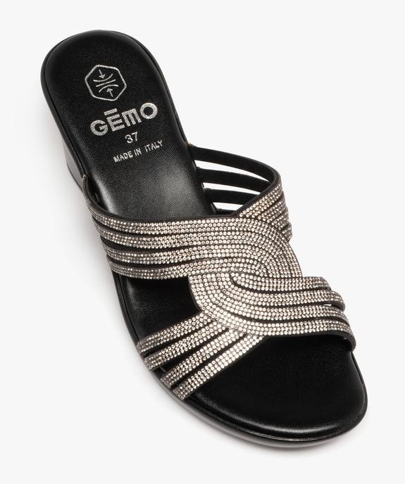 Mules femme compensées avec brides à strass entrelacées et ajourées vue5 - GEMO(URBAIN) - GEMO