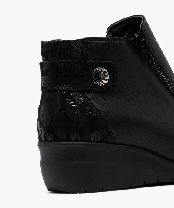 Boots confort en cuir à talon compensé femme vue6 - G'FLEX GEMO FOR GOOD - GEMO