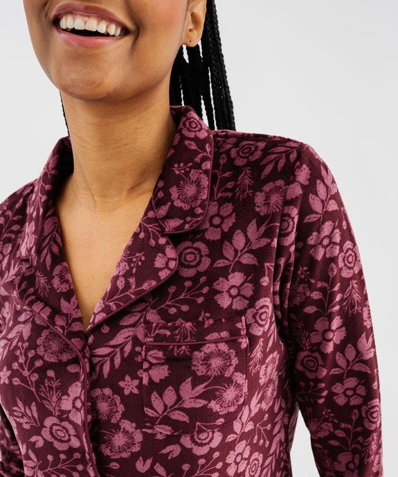 Pyjama en velours ras extensible à motif fleuri femme vue3 - GEMO(HOMWR FEM) - GEMO