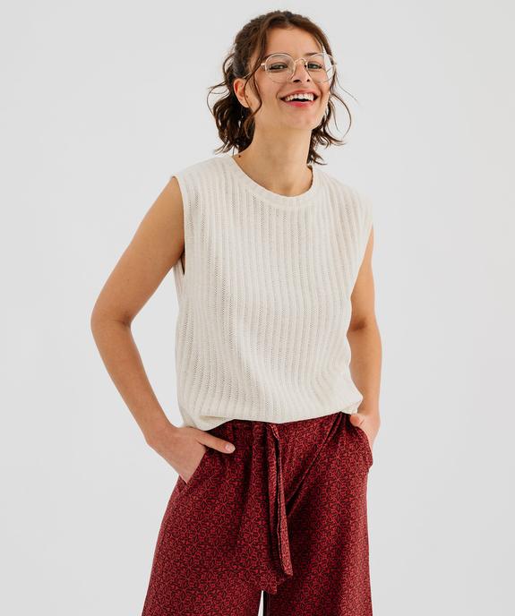 Débardeur en maille ajourée et pailletée femme vue1 - GEMO(FEMME PAP) - GEMO