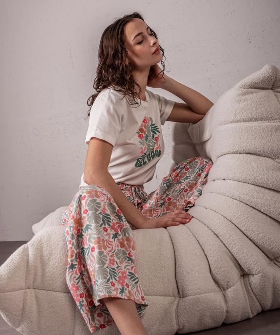 Pantalon de pyjama ample à motifs fleuris femme vue6 - GEMO 4G FEMME - GEMO