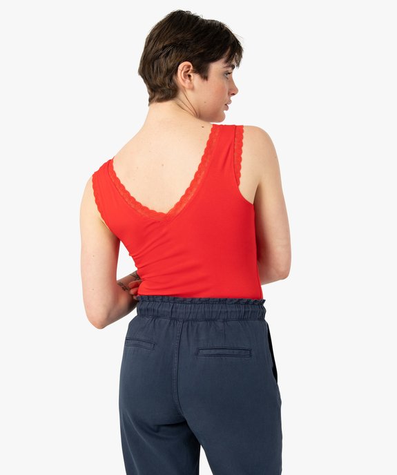 Débardeur avec col V en dentelle femme vue3 - GEMO 4G FEMME - GEMO