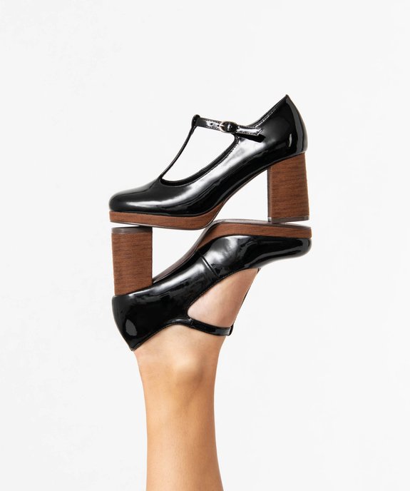 Escarpin verni forme salomé avec large talon femme vue1 - GEMO(URBAIN) - GEMO