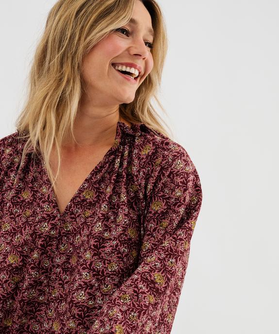 Blouse manches longues en viscose fleurie femme vue2 - GEMO 4G FEMME - GEMO