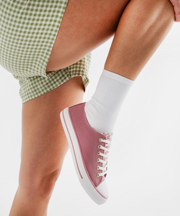 Tennis en toile à languette fleurie femme - Follow Me vue1 - FOLLOW ME G4G - GEMO