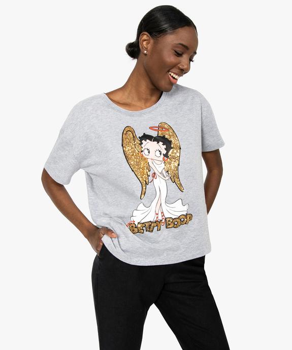 Tee-shirt femme avec motif en sequins brodés – Betty Boop vue1 - BETTY BOOP - GEMO