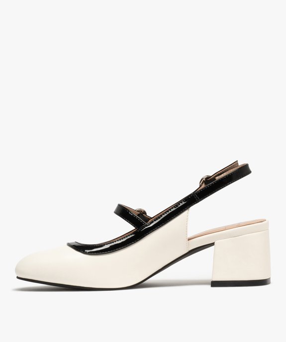 Ballerine sling-back bicolore à large talon femme vue4 - FOLLOW ME - GEMO