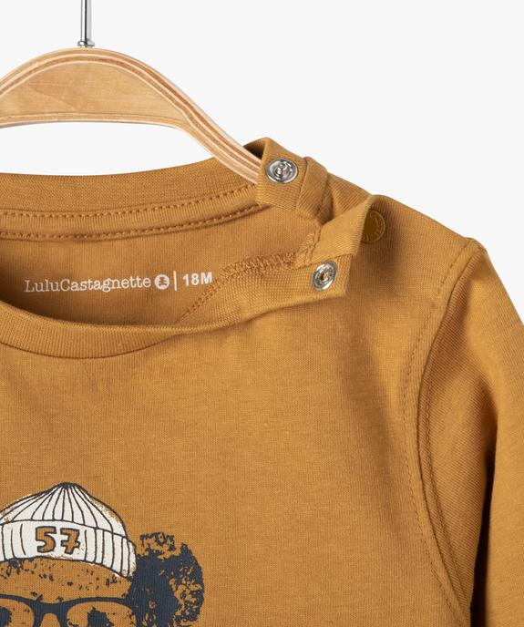 Tee-shirt bébé garçon à manches longues imprimé ourson - LuluCastagnette vue3 - LULUCASTAGNETTE - GEMO