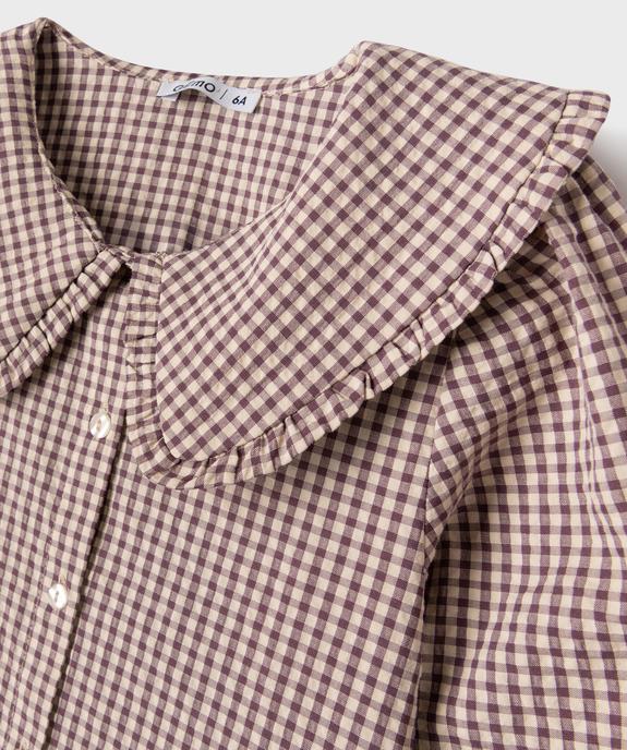 Chemise à col Claudine et motif vichy fille vue2 - GEMO (ENFANT) - GEMO