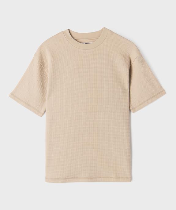 Tee-shirt manches courtes en coton nid d'abeille garçon vue1 - GEMO (JUNIOR) - GEMO