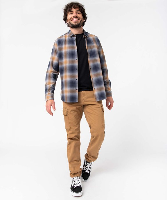 Chemise homme à manches longues et carreaux en flanelle vue5 - GEMO (HOMME) - GEMO