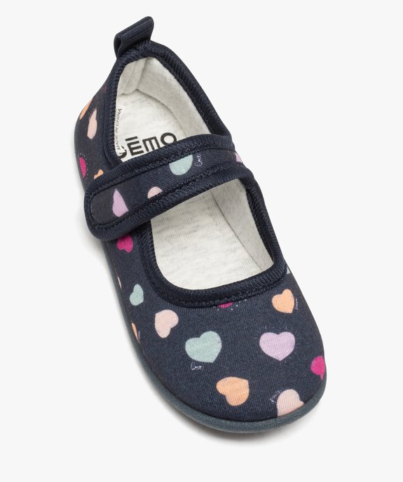 Chaussons fille ballerines en textile imprimé petits coeurs vue5 - GEMO 4G FILLE - GEMO