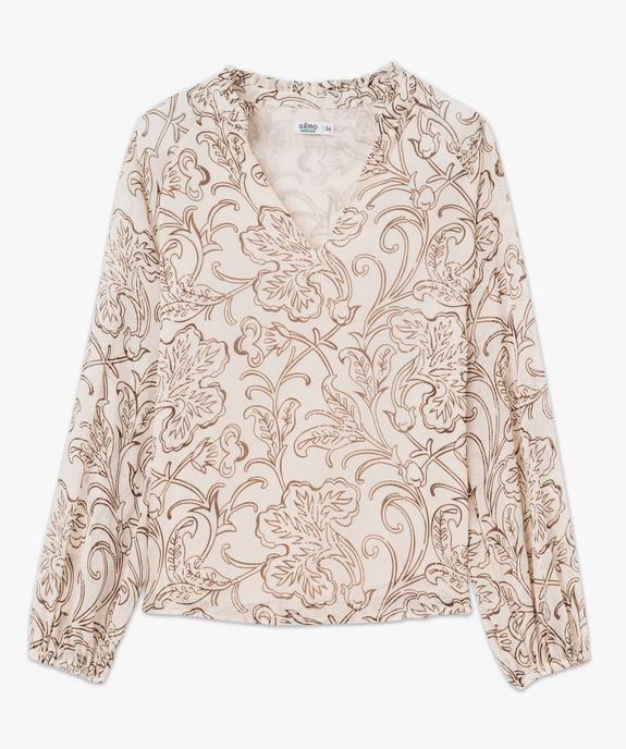 Blouse à manches longues imprimée en voile femme - GEMO 4G FEMME Blouse à manches longues imprimée en voile femme vue4 - GEMO 4G FEMME - GEMO