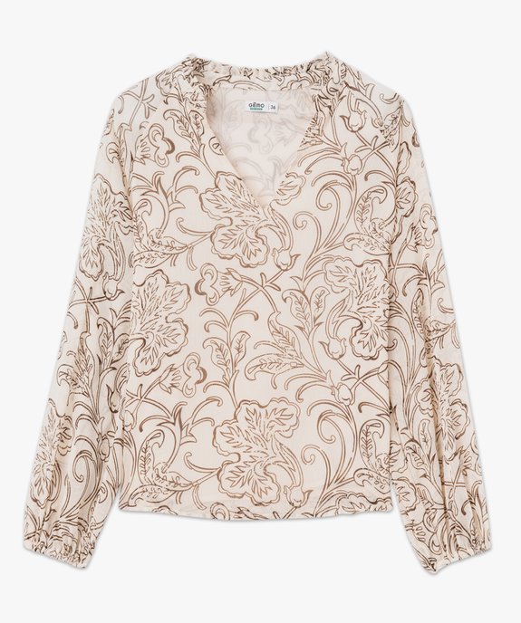 Blouse à manches longues imprimée en voile femme vue4 - GEMO 4G FEMME - GEMO