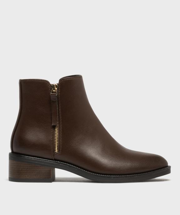 Boots zippées à petit talon en matière lisse femme vue1 - VALENTINA BALDANO GEMO FORGOOD - GEMO