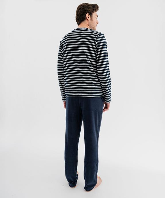 Pyjama en velours avec haut rayé homme vue3 - GEMO(HOMWR HOM) - GEMO