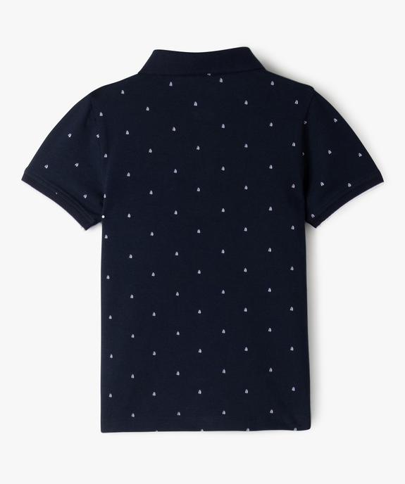 Polo manches courtes en maille piquée à petits motifs garçon vue3 - GEMO 4G GARCON - GEMO