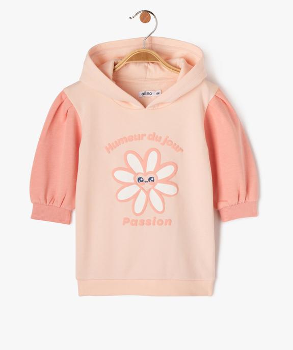 Robe sweat en maille douillette imprimée bébé fille  vue1 - GEMO 4G BEBE - GEMO