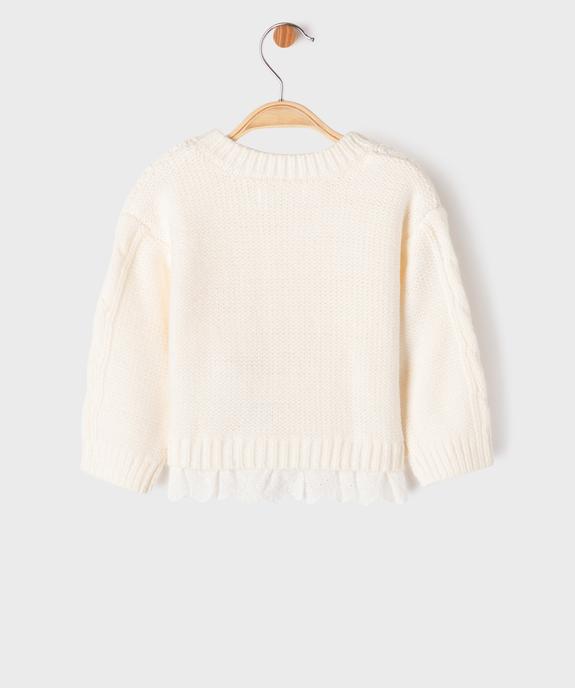 Pull à torsades avec bas en dentelle bébé fille vue4 - GEMO(BEBE DEBT) - GEMO
