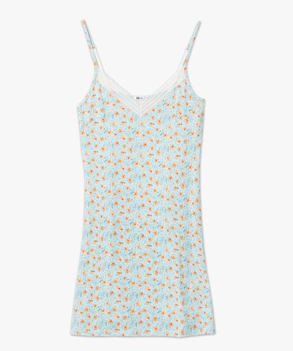Nuisette en viscose avec col V dentelle et fines bretelles femme vue4 - GEMO 4G FEMME - GEMO