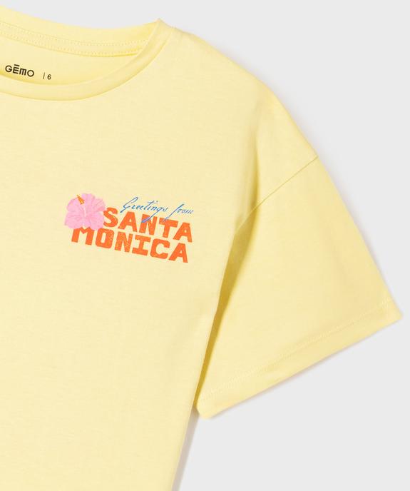 Tee-shirt manches courtes coupe courte imprimé dos fille vue3 - GEMO (ENFANT) - GEMO