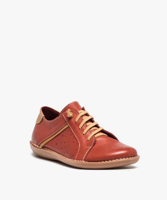 Derbies femme dessus cuir uni à lacet élastiqué - Tanéo vue2 - TANEO - GEMO