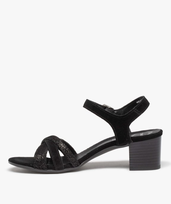Sandales femme à talon dessus cuir retourné - Tanéo vue3 - TANEO - GEMO