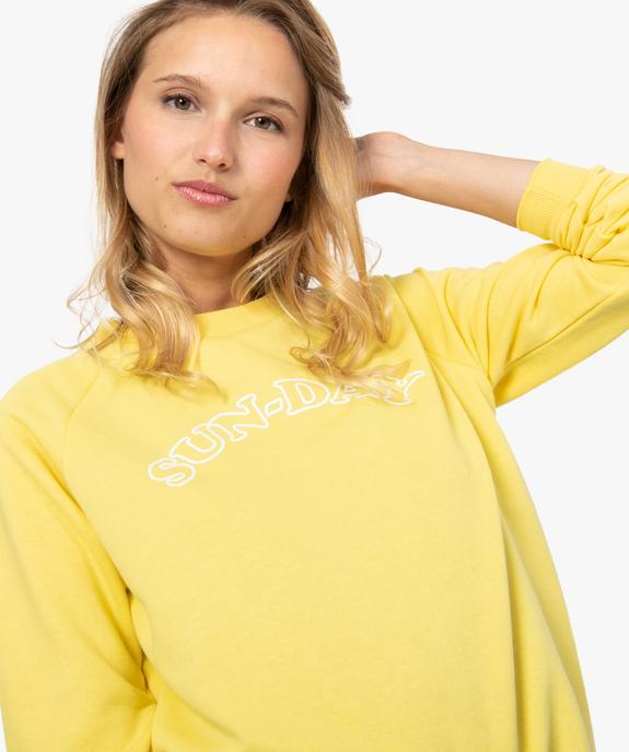Sweat femme molletonné et imprimé à manches raglan vue2 - FOLLOW ME - GEMO