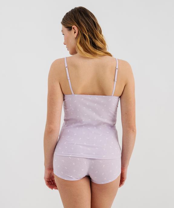 Pyjashort à motifs fleuris en coton biologique femme vue3 - GEMO 4G FEMME - GEMO