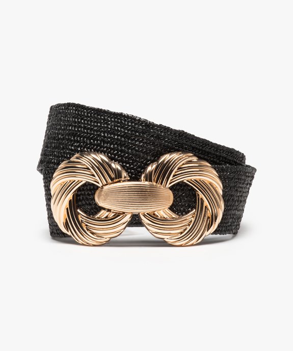 Ceinture femme large en élastique tressé avec grosse boucle dorée vue1 - GEMO (ACCESS) - GEMO