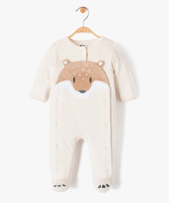 Pyjama en velours ouvert devant motif renard bébé garçon vue2 - GEMO(BEBE DEBT) - GEMO