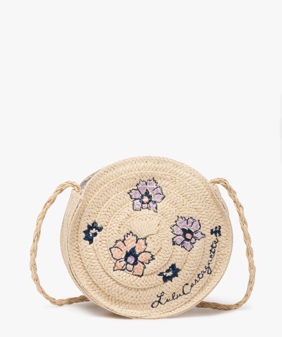 Sac rond en paille de papier avec motifs brodés fille - LuluCastagnette vue1 - LULUCASTAGNETTE - GEMO