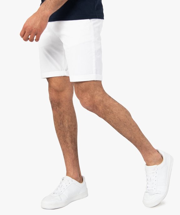 Bermuda homme en toile extensible 5 poches coupe chino vue1 - GEMO (HOMME) - GEMO