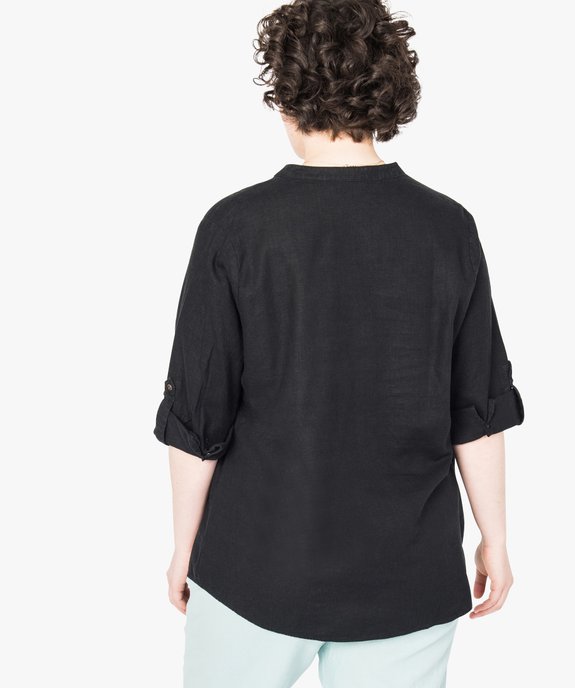 Chemise unie en lin à poches plaquées vue3 - GEMO (G TAILLE) - GEMO