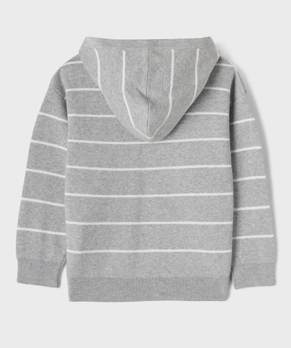Pull à capuche en coton rayé garçon vue3 - GEMO (ENFANT) - GEMO
