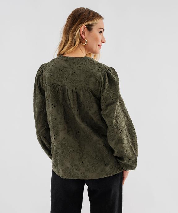 Blouse en coton à motifs brodés femme - GEMO(FEMME PAP) Blouse en coton à motifs brodés femme vue3 - GEMO(FEMME PAP) - GEMO