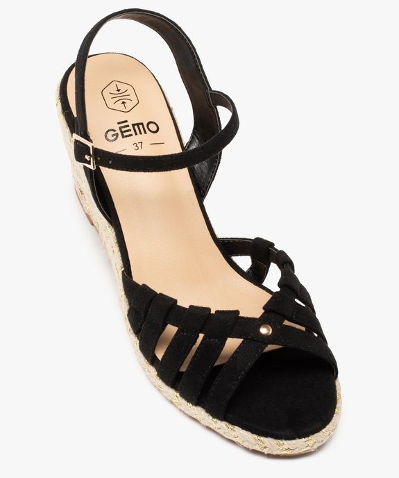 Sandales femme compensées à fines brides suédées vue5 - GEMO(URBAIN) - GEMO