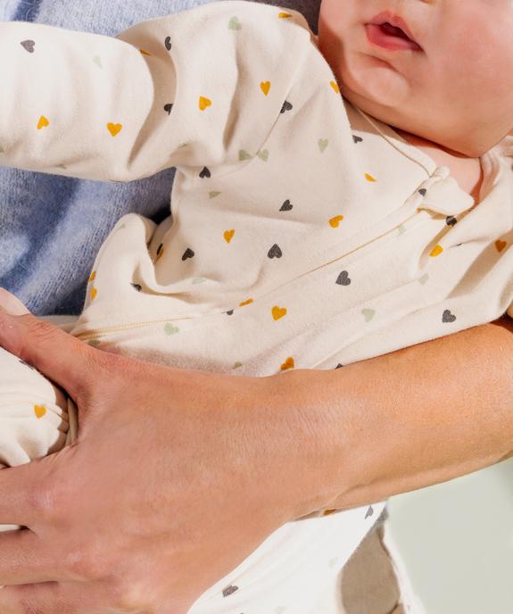 Pyjama dors bien en coton imprimé coeurs ouverture devant par zip bébé vue5 - GEMO 4G BEBE - GEMO