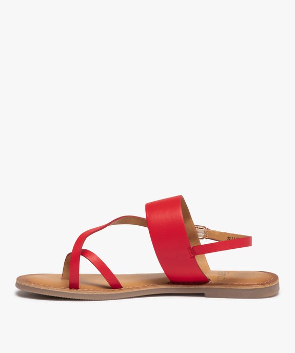 Sandales femme à talon plat et brides en cuir vue3 - GEMO (CASUAL) - GEMO