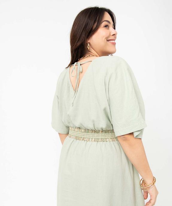 Robe femme grande taille en lin mélangé à col cache-cœur vue6 - GEMO 4G GT - GEMO