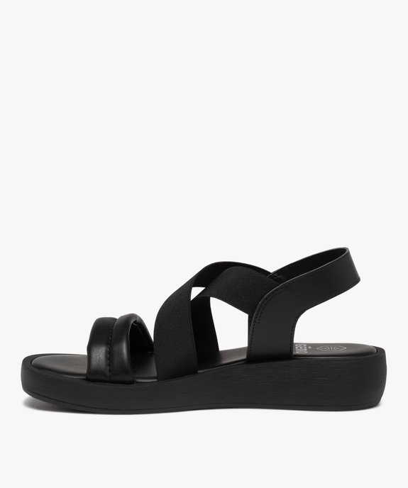 Sandales femme unies à brides élastiquées vue3 - GEMO (CASUAL) - GEMO