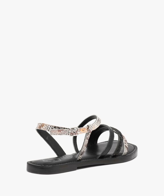 Sandales femme plates à fines brides dessus cuir - Tanéo vue4 - TANEO - GEMO