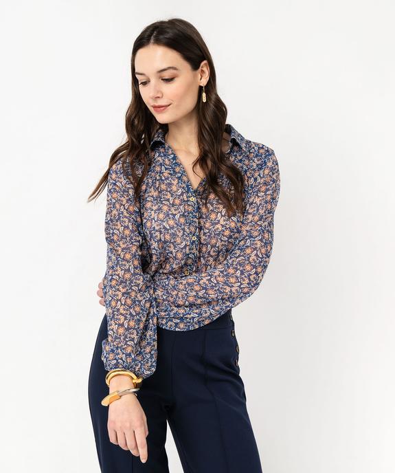 Chemise en voile à motifs fleuris femme vue1 - GEMO(FEMME PAP) - GEMO